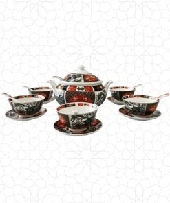 Soup Set White & Red without the Spoons