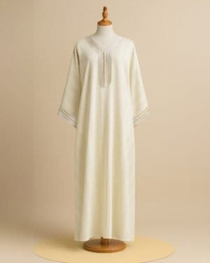Jawhara Off-White Caftan - Elegant and Versatile Attire