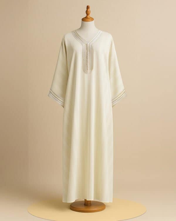 Jawhara Off-White Caftan - Elegant and Versatile Attire