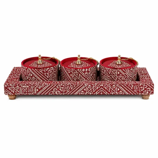 Dark Red Decorative Nuts Display Set for Home or Event Decor