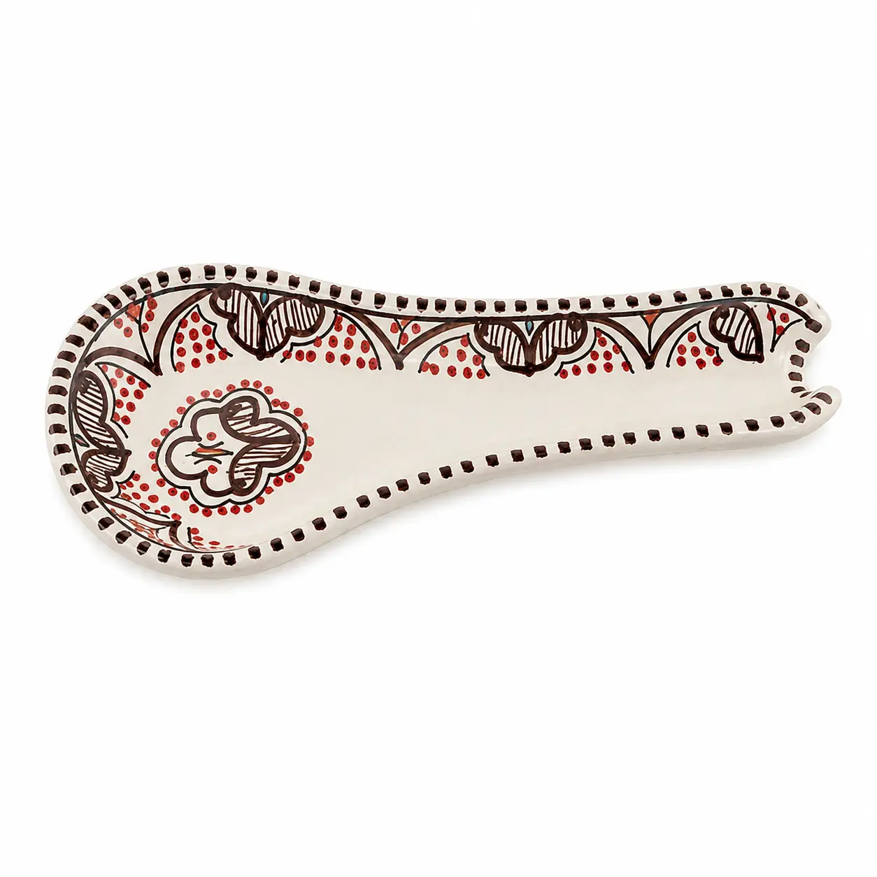 Large Brown&Red Ceramic Spoon - Image 2