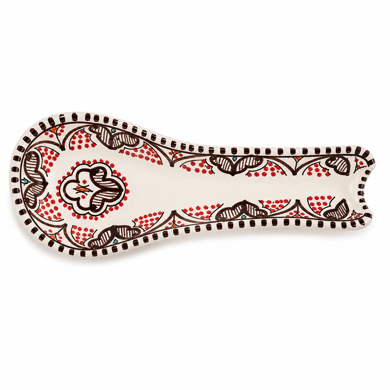Large Brown&Red Ceramic Spoon