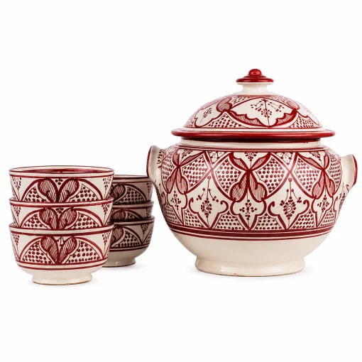 Red Ceramic Soup Set - Elegant Design for Cozy Meals